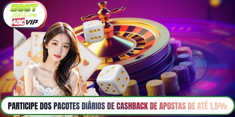 Participe dos pacotes diários de cashback de apostas de até 1,5%